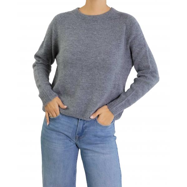 Maglia girocollo tinta unita in mohair 